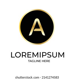 A Initial letter logo Gold cryptocurrency coin set