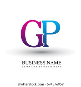 initial letter logo GP colored red and blue, Vector logo design template elements for your business or company identity