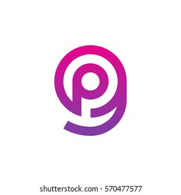 initial letter logo gp, pg, p inside g rounded lowercase purple pink