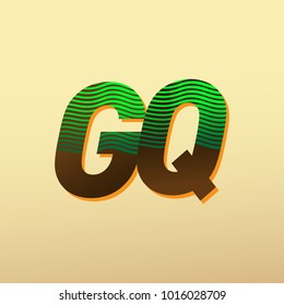 initial letter logo GQ colored green and brown with striped composition, Vector logo design template elements for your business or company identity