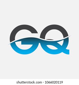 
Initial letter logo GQ company name blue and black color swoosh design. vector logotype for business and company identity.
