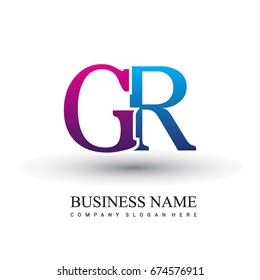 initial letter logo GR colored red and blue, Vector logo design template elements for your business or company identity