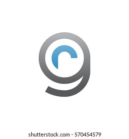 initial letter logo gr, rg, r inside g rounded lowercase blue gray