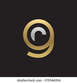 initial letter logo gr, rg, r inside g rounded lowercase logo gold silver