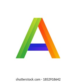 Initial letter a logo, gradient vibrant colorful glossy colors on white background. Web, UI a letter logo icon vector.
