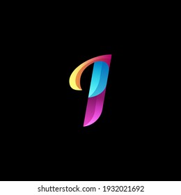 initial letter i logo with gradient vibrant colorful glossy