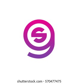 initial letter logo gs, sg, s inside g rounded lowercase purple pink