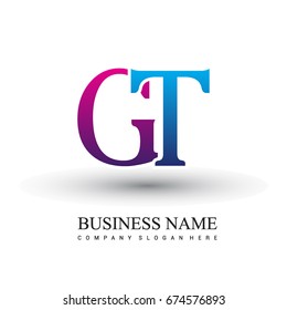 initial letter logo GT colored red and blue, Vector logo design template elements for your business or company identity