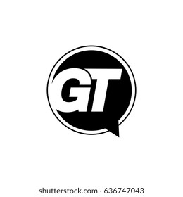 Initial letter logo gt inside speech bubble black
