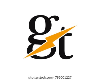 Initial letter logo gt lowercase thunder vector design