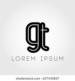 initial letter logo gt outline lowercase black logotype