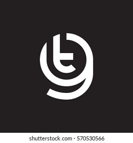 initial letter logo gt, tg, t inside g rounded lowercase white black background