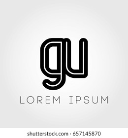 initial letter logo gu outline lowercase black logotype