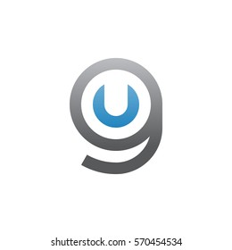initial letter logo gu, ug, u inside g rounded lowercase blue gray