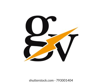 Initial letter logo gv lowercase thunder vector design