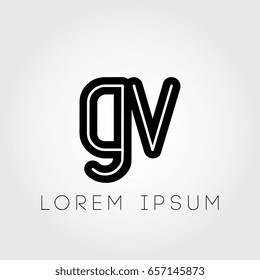 initial letter logo gv outline lowercase black logotype