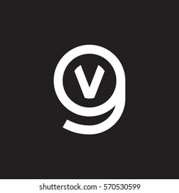 initial letter logo gv, vg, v inside g rounded lowercase white black background