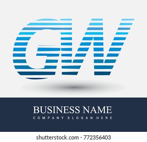 initial letter logo GW colored blue with striped compotition, Vector logo design template elements for your business or company identity
