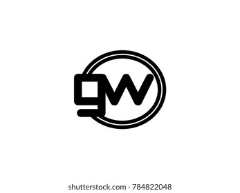 Initial letter logo gw lowercase in a black oval circle