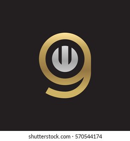 initial letter logo gw, wg, w inside g rounded lowercase logo gold silver