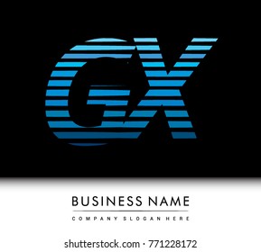 initial letter logo GX colored blue with striped compotition, Vector logo design template elements for your business or company identity
