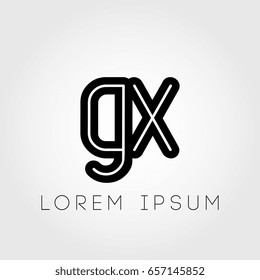 initial letter logo gx outline lowercase black logotype