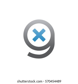 initial letter logo gx, xg, x inside g rounded lowercase blue gray