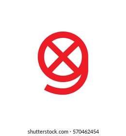 initial letter logo gx, xg, x inside g rounded lowercase red flat