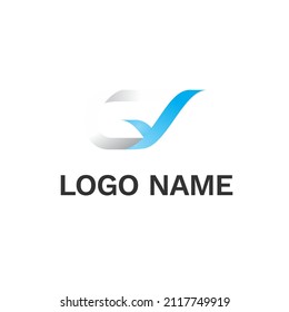 initial letter logo GY, logo template. Vector line Ribbon G Y silver and blue colors