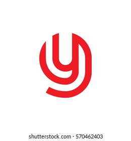 initial letter logo gy, yg, y inside g rounded lowercase red flat