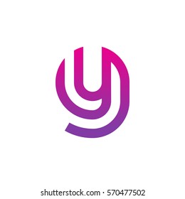 initial letter logo gy, yg, y inside g rounded lowercase purple pink