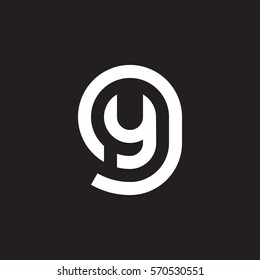 initial letter logo gy, yg, y inside g rounded lowercase white black background