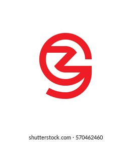 initial letter logo gz, zg, z inside g rounded lowercase red flat