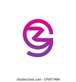 initial letter logo gz, zg, z inside g rounded lowercase purple pink