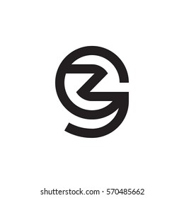 initial letter logo gz, zg, z inside g rounded lowercase black monogram