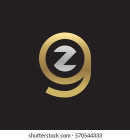initial letter logo gz, zg, z inside g rounded lowercase logo gold silver