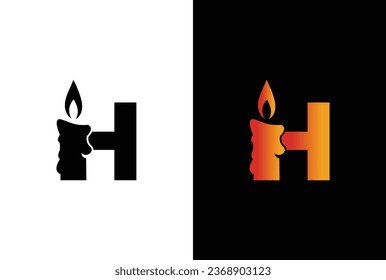 Logo de la letra inicial Diseño del logo de la vela H. Icono vector del logotipo de la vela H. Diseño de ilustración vectorial del logotipo de velas.
