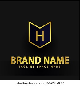 Initial Letter Logo H. A charming logo design element. Gold letters Isolated with black background. Suitable for business, consulting group companies, suitable for business identity