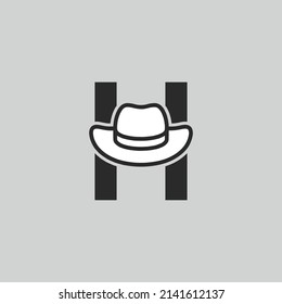 initial letter logo H Gentlemen Hat Logo Design Vector Icon Graphic Emblem