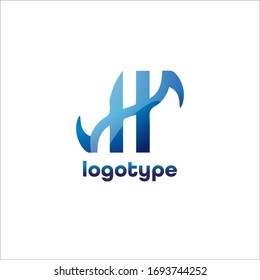 initial letter logo H. HS colored template on a white background
