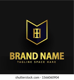 Initial Letter Logo H I. A charming logo design element. Gold letters Isolated with black background. Suitable for business, consulting group companies, suitable for business identity