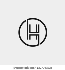 Initial letter logo h inside circle shape, oh, ho, h inside o rounded lowercase black monogram logo template - Vector