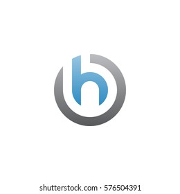 initial letter logo h inside circle shape, oh, ho, h inside o rounded lowercase blue gray