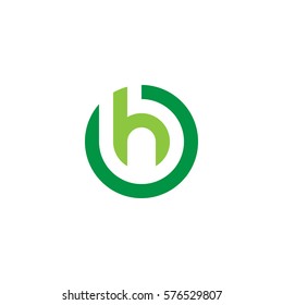 initial letter logo h inside circle shape, oh, ho, h inside o rounded lowercase green flat