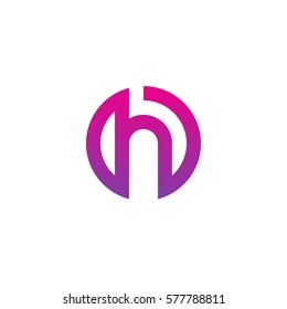 initial letter logo h inside circle shape, oh, ho, h inside o rounded lowercase purple pink