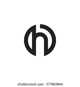 initial letter logo h inside circle shape, oh, ho, h inside o rounded lowercase black monogram