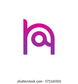 initial letter logo ha, ah, a inside h rounded lowercase purple pink