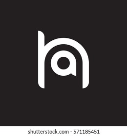initial letter logo ha, ah, a inside h rounded lowercase white black background