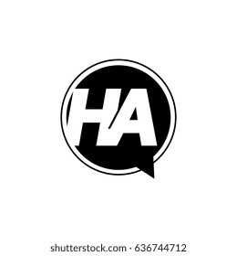 Initial letter logo ha inside speech bubble black