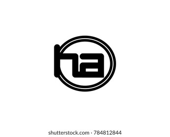 Initial letter logo ha lowercase in a black oval circle